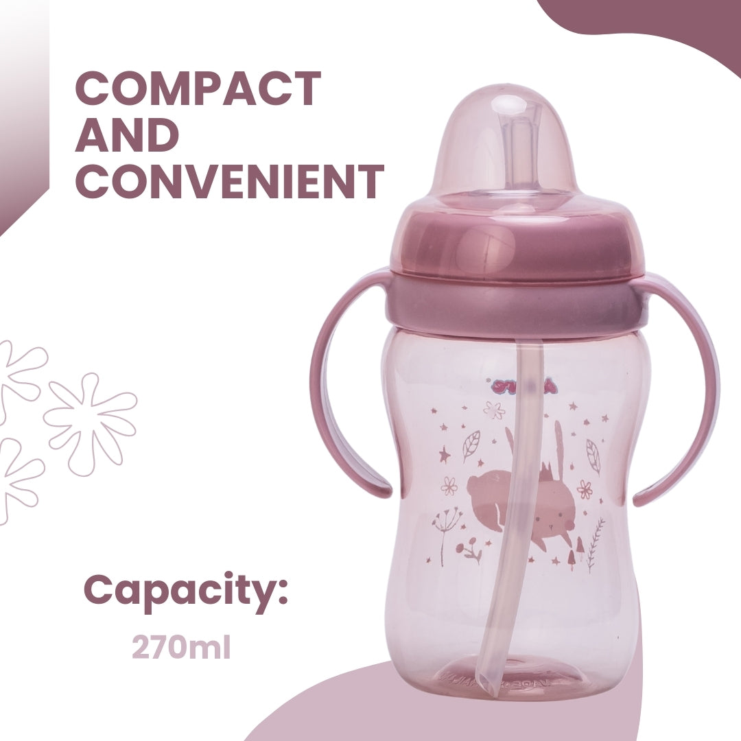 Adore ARRO Soft Spout Sipper with Dust Free Cap and Twin Handle 270ml - Pink