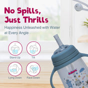 Adore Great Britain Wide Neck Straw Sipper with Gravity Ball and Twin Handle- 250ml Blue