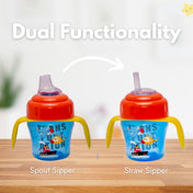 Adore Omega 2 Stage Spout & Straw Sipper with Twin Handle -150 ml - Transporter