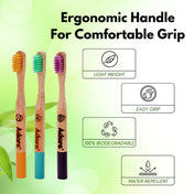Adore Tridosa Kids Bamboo Wooden Toothbrush with Super Soft Bristles- Kapha(Green)- Pack of 1