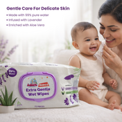 Adore Baby Lavender Wet Wipes with Goodness of Aloe-vera- 98% Pure Water- Pack of 72n Wipes* 1 Pack