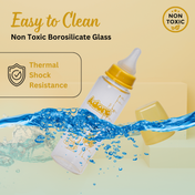 Adore Glaze Senior 2 Stage Glass Feeding Bottle with Anti- Colic Teat -250ml- Yellow