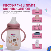 Adore Ireland Wide Neck Soft Spout sipper with Twin Handle-250ml- Pink