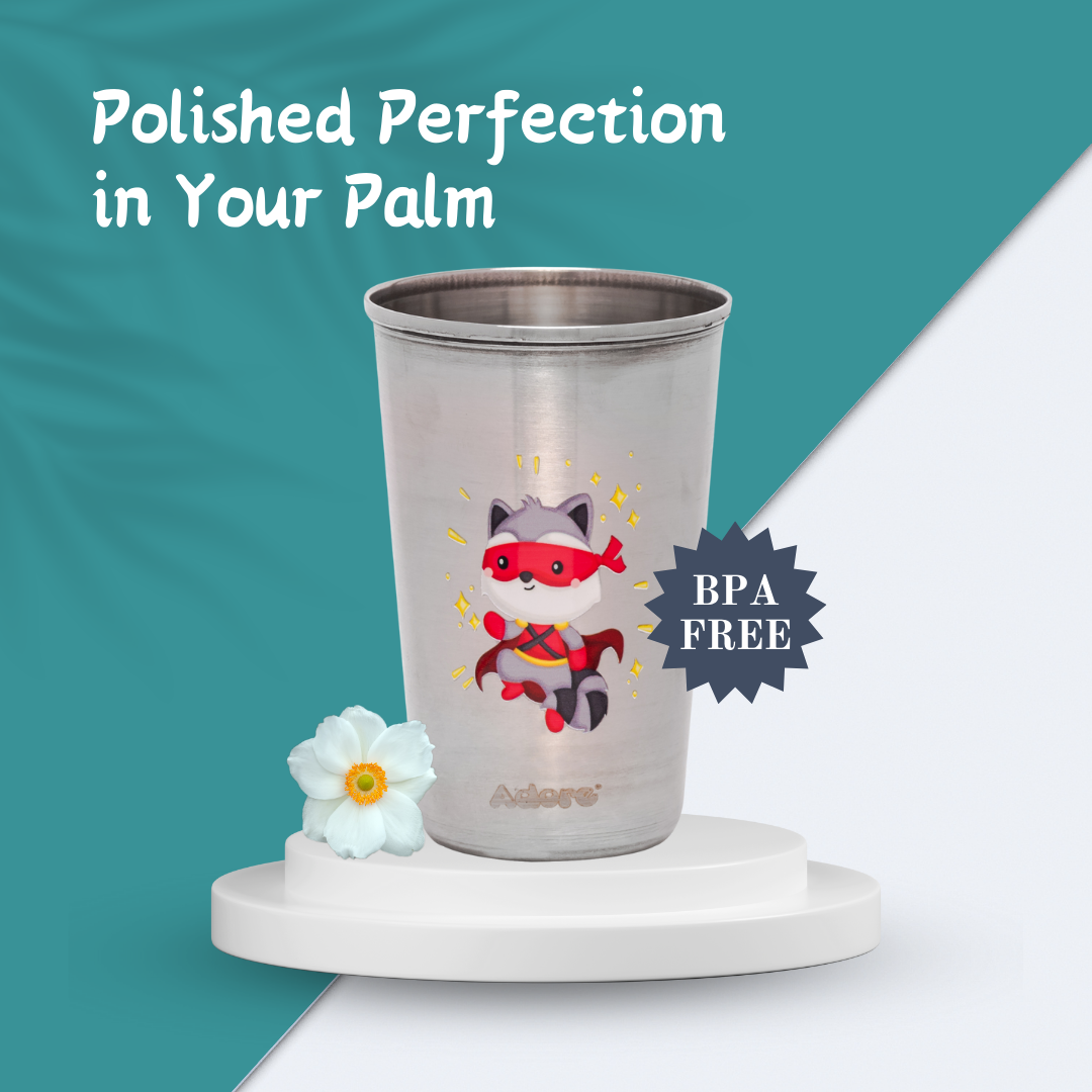 Adore Uno Printed Stainless Steel Tumbler with Spill Proof Lid 300 ml - Red