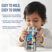 Adore Twilight 2in 1 Stainless Steel Sipper with Twin Handle 250ml - Blue Transport