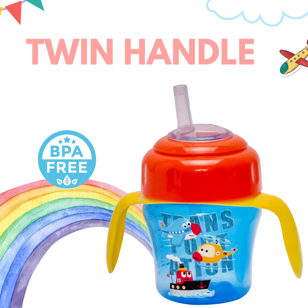 Adore Upsilon Straw Sipper with Twin Handle 150 ml - Transport