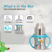 Adore Twilight Jr 2 in 1 Stainless Steel Sipper with Twin Handle 150ml- Blue