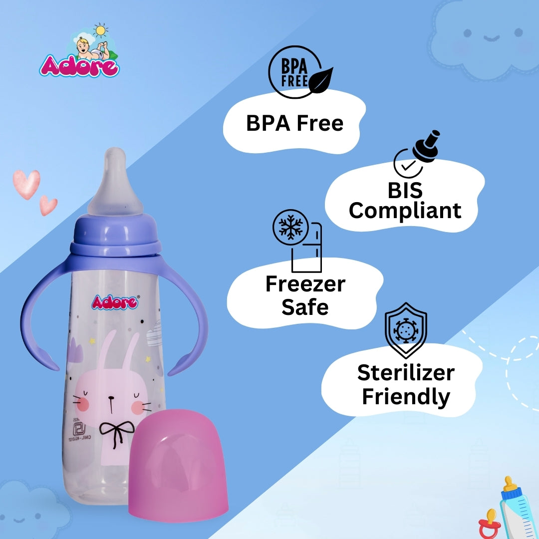 Adore England Narrow Neck Feeding Bottle-250ml - Pink