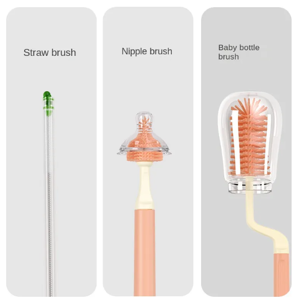 Adore Polar Bear 3 in 1 Bottle Cleaning Brush kit with Drying Stand - Pink