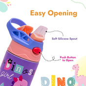 Adore Helios! Double Wall Insulated Stainless Steel Sipper 350ml- Purple Dino