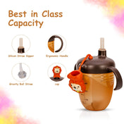 Adore Simbha- The Silicon Straw Sipper with Gravity Ball & Twin Handle 210ml Brown
