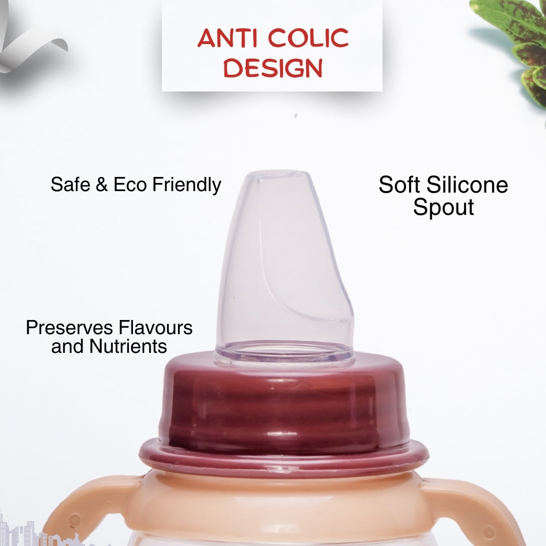 Adore BUNK! Character Hood Glass Spout Sipper with Twin Handle- 125ml- Monkey