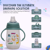 Adore Ireland Wide Neck Soft Spout sipper with Twin Handle-250ml- Green