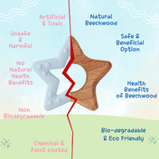 Adore Wohoo! Wooden Teethers- Pack of 2- STAR+TURTLE