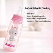 Adore Advanced CONTANGO- The 4 Stage Ventilated Anti-Colic Stem Baby Feeding Bottle- 250ml- Pink