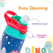 Adore Helios! Double Wall Insulated Stainless Steel Sipper 350ml- Blue Sky Dino