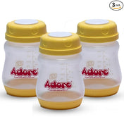 Adore Ahoy Breast Milk Storage Bottles 150ml Each Capacity Pack of 3 - Yellow