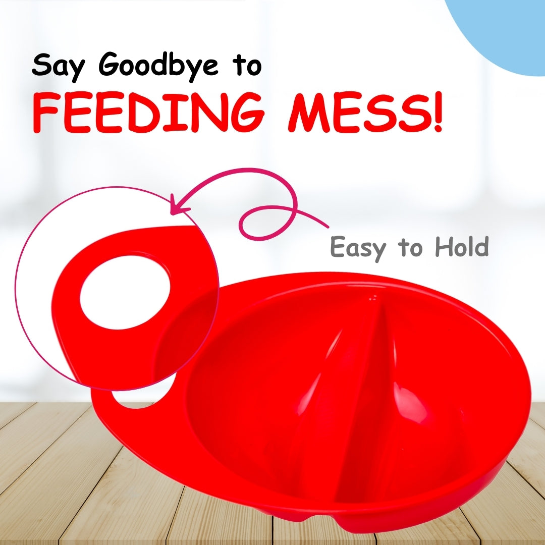 Adore Supper Hero Feeding Bowl with Spoon, Fork & Wooden Masher- Red