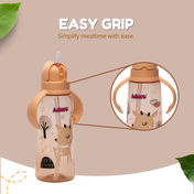 Adore Bling Straw Sipper with Handle & Retractable Head - 270 ml- Beige