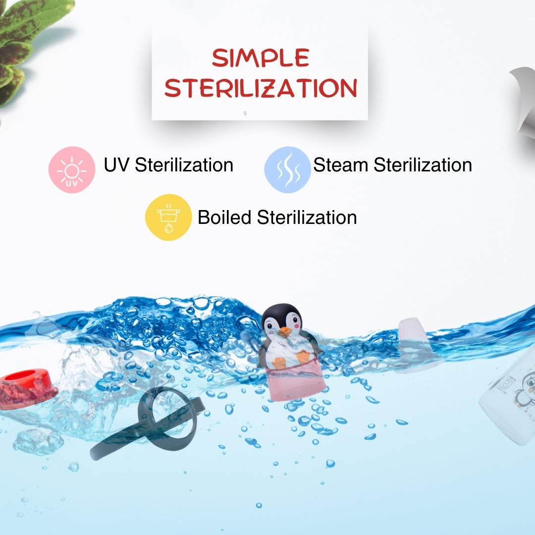 Adore BUNK! Character Hood Glass Spout Sipper with Twin Handle- 125ml- Penguin