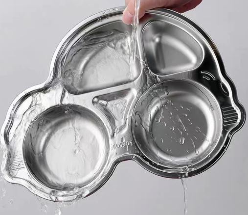 Adore Eatza - The Stainless Steel Feeding Plate with 4 Compartments- Car
