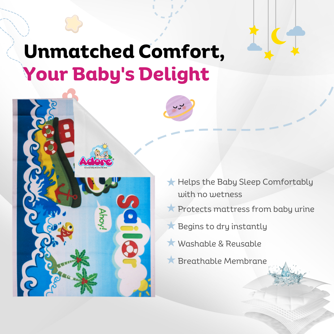 Adore Instadry Printed Baby Bed Protector- Fruits- 50*70cms- Sailor