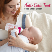 Adore Glaze Senior 2 Stage Glass Feeding Bottle with Anti- Colic Teat -250ml- Pink