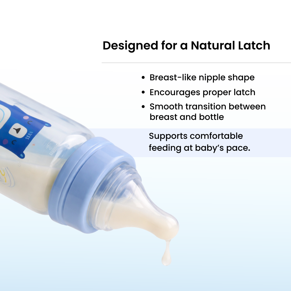 Adore Advanced CONTANGO- The 4 Stage Ventilated Anti-Colic Stem Baby Feeding Bottle- 250ml- Blue