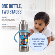 Adore Twilight 2in 1 Stainless Steel Sipper with Twin Handle 250ml - Blue Transport