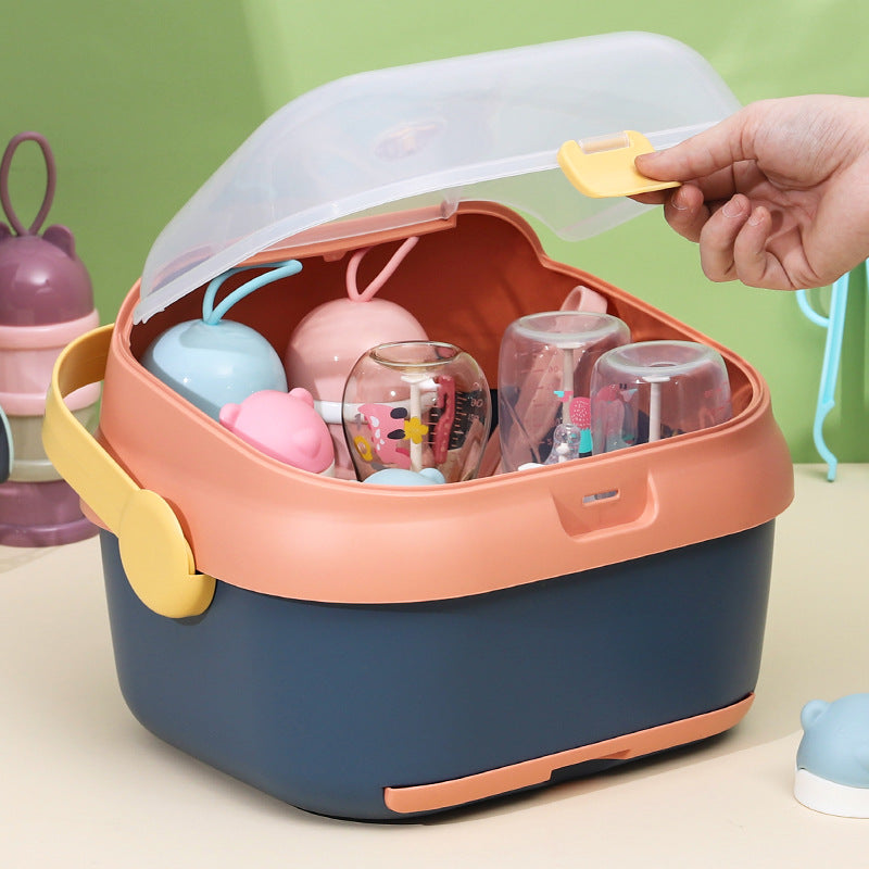 Adore Tornado 2 in 1 Baby Bottle Drying Rack & Storage Box with Lid & Handle - Pink