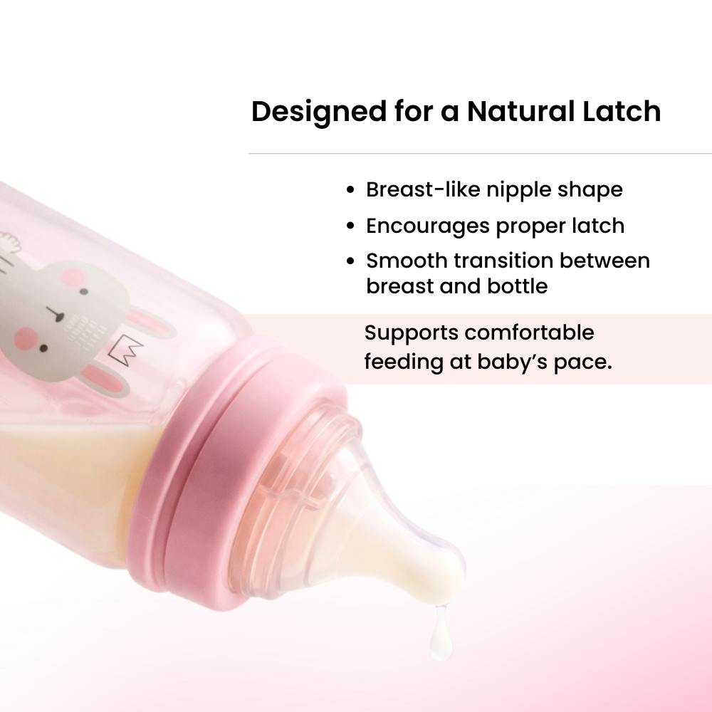 Adore Advanced CONTANGO- The 4 Stage Ventilated Anti-Colic Stem Baby Feeding Bottle- 250ml- Pink