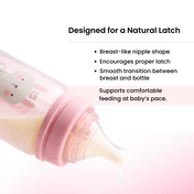 Adore Advanced CONTANGO- The 4 Stage Ventilated Anti-Colic Stem Baby Feeding Bottle- 250ml- Pink