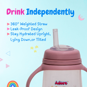 Adore Magnum Opus 4 Stage Wide Neck Feeding Bottle with Twin Handle- Pink
