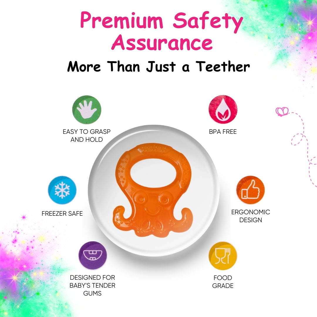 Adore Luscious Water Filled EVA Teethers- Orange Octopus -2pack