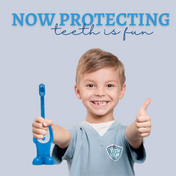 Adore Kids Pop Up Toothbrush with Safety Head Attractive Character - Blue Donkey