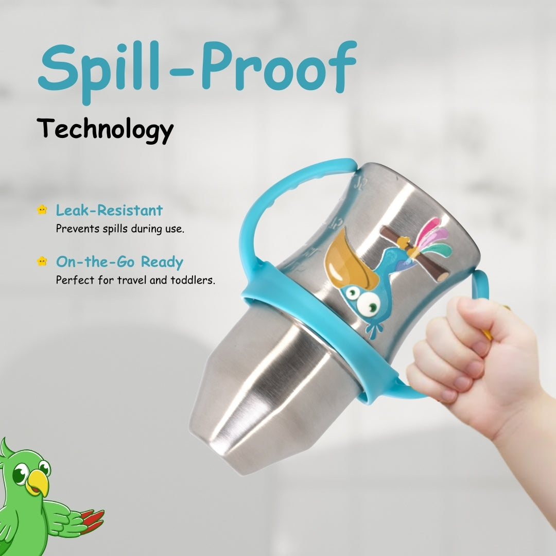 Adore Twilight Jr 2 in 1 Stainless Steel Sipper with Twin Handle 150ml- Blue