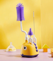 Adore Li'l Dino 3 in 1 Bottle Cleaning Brush kit with Drying Stand - Yellow