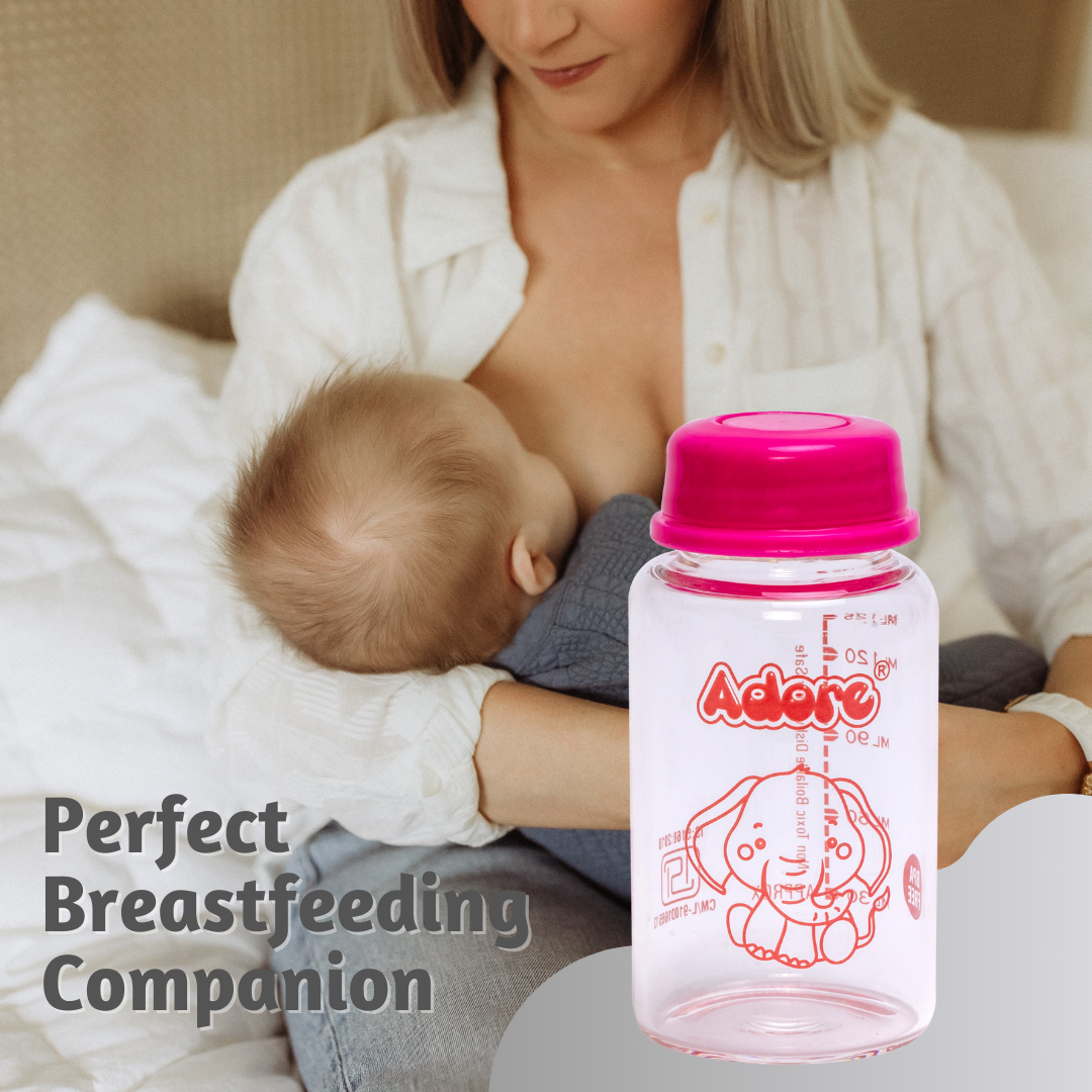 Adore IRIS Borosilicate Glass Milk Storage Bottle- Pack of 3- 125 ml Each