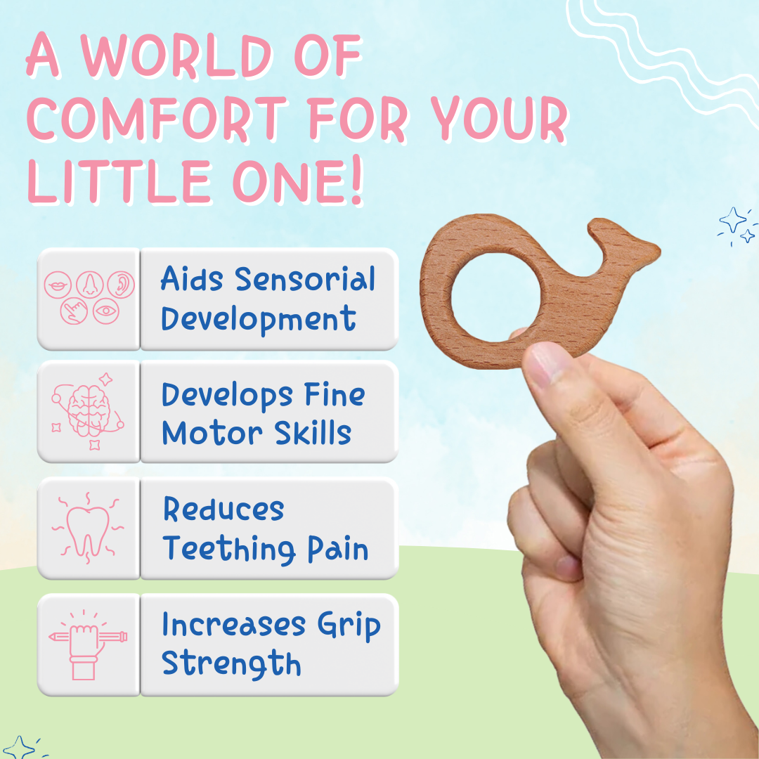 Adore Wohoo! Wooden Teethers- Pack of 2- WHALE +MICK