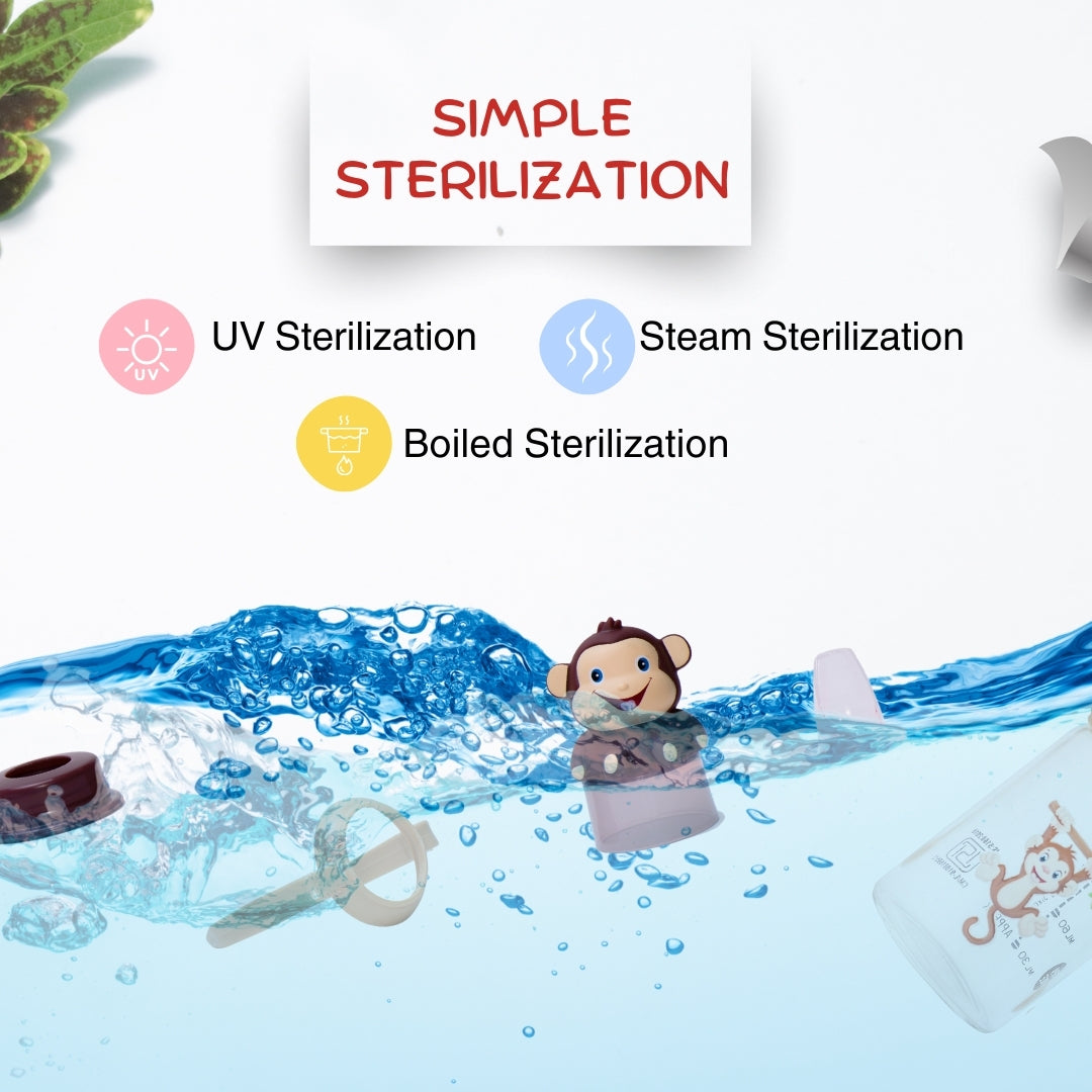 Adore BUNK! Character Hood Glass Spout Sipper with Twin Handle- 125ml- Monkey