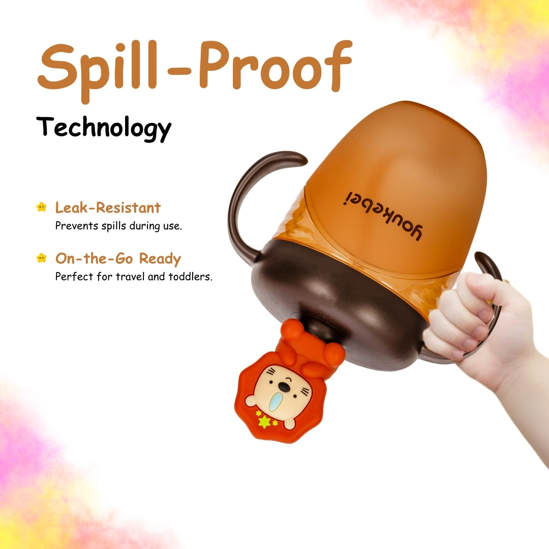 Adore Simbha- The Silicon Straw Sipper with Gravity Ball & Twin Handle 210ml Brown