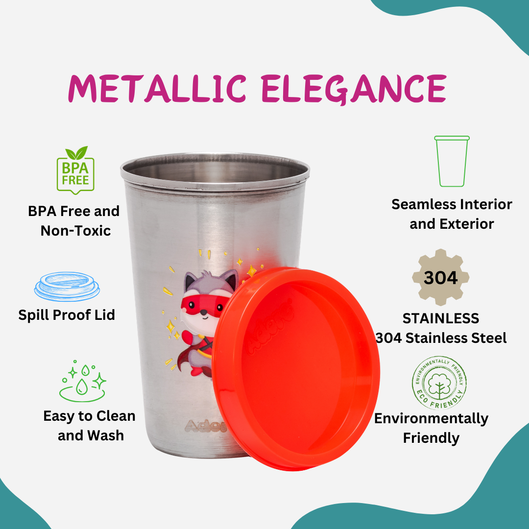 Adore Uno Printed Stainless Steel Tumbler with Spill Proof Lid 300 ml - Red