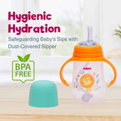 Adore Great Britain Wide Neck Straw Sipper with Gravity Ball and Twin Handle- 250ml Orange