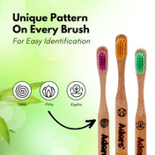 Adore Tridosa Kids Bamboo Wooden Toothbrush with Super Soft Bristles- Pitta(Yellow)- Pack of 1