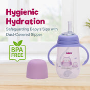 Adore Great Britain Wide Neck Straw Sipper with Gravity Ball and Twin Handle- 250ml Purple