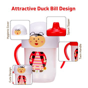 Adore SPINHX Duck Bill/ Hard Spout Sipper with Twin Handle & Hygiene Cap- 250ml- Red