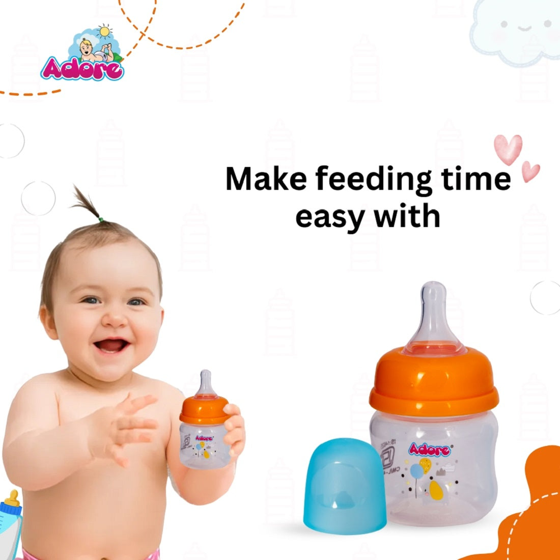 Adore England Narrow Neck Feeding Bottle 60ml - Blue