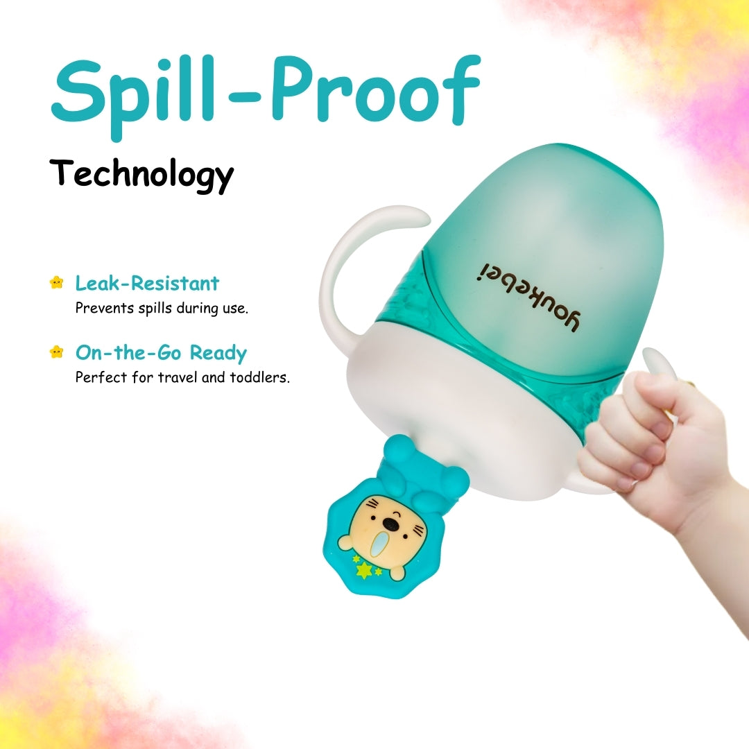 Adore Simbha- The Silicon Straw Sipper with Gravity Ball & Twin Handle 210ml Blue