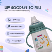 Adore Ireland Wide Neck Soft Spout sipper with Twin Handle-250ml- Green