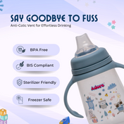 Adore Ireland Wide Neck Soft Spout sipper with Twin Handle-250ml- Blue